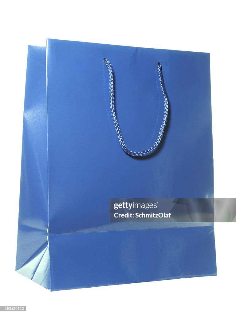 Blue Shopping Bag Isolated On White High-Res Stock Photo - Getty Images