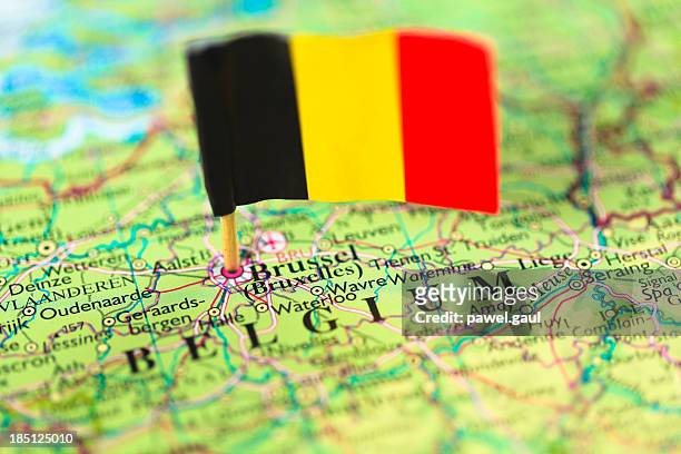 map and flag of belgium - belgium stock pictures, royalty-free photos & images