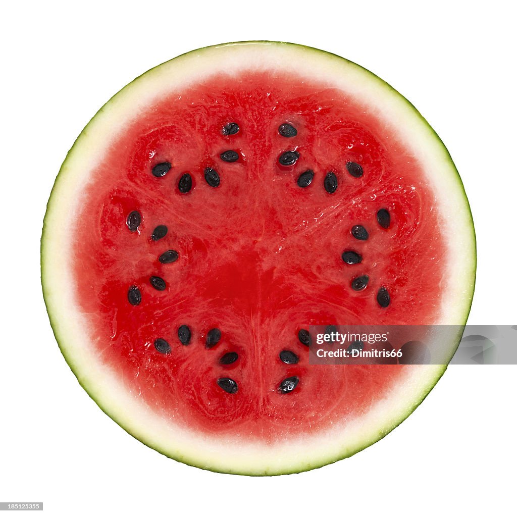 Watermelon Cross Section On White