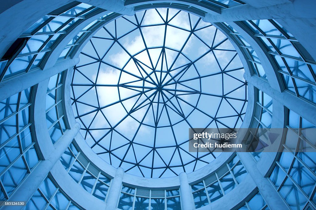 Dome with glass ceiling background