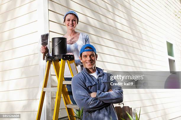 home improvement - painting house - painting house exterior stock pictures, royalty-free photos & images