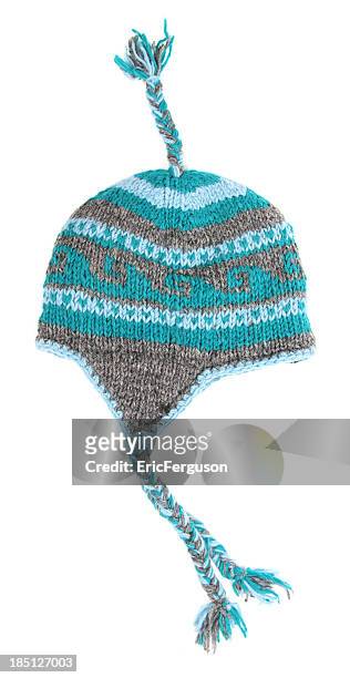 toque with tassels on white - white pom pom stock pictures, royalty-free photos & images