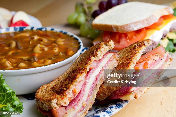 sandwich selection - soup and sandwich stock pictures, royalty-free photos & images