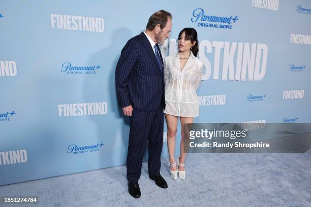Tommy Lee Jones and Jenna Ortega attend the "Finestkind" Los Angeles Premiere on December 12, 2023 in West Hollywood, California.