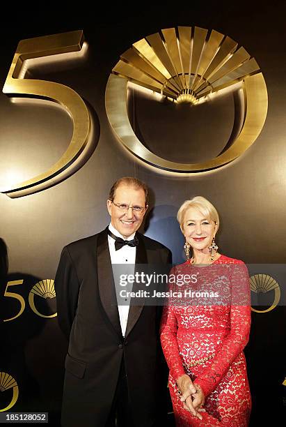 Edouard Ettedgui, Group Chief Executive of Mandarin Oriental Hotel Group and Dame Helen Mirren at Mandarin Oriental Hong Kong's 50th Anniversary Gala...