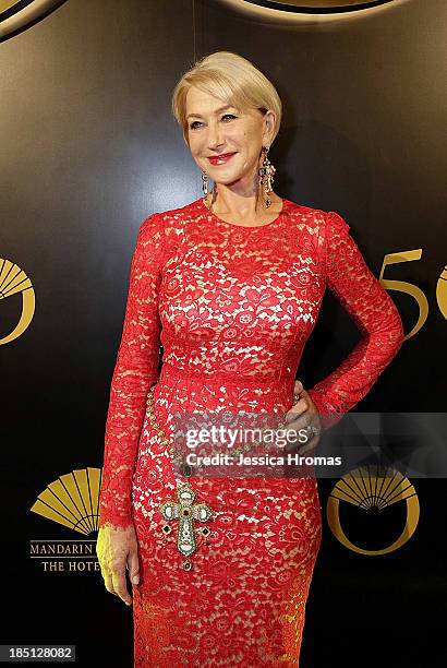 Dame Helen Mirren attends Mandarin Oriental Hong Kong's 50th Anniversary Gala on October 17, 2013 in Hong Kong.