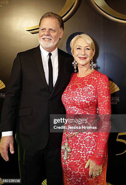 Taylor Hackford and Dame Helen Mirren at Mandarin Oriental Hong Kong's 50th Anniversary Gala on October 17, 2013 in Hong Kong.