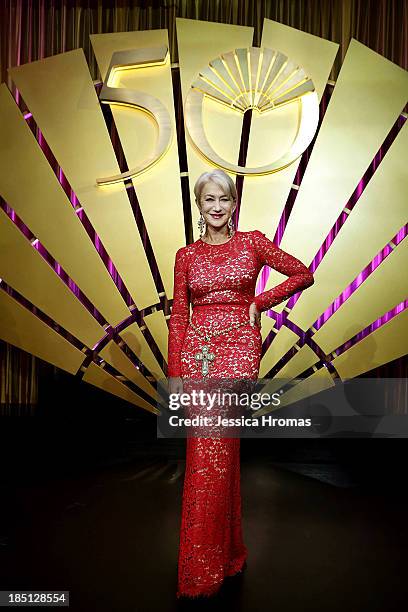 Dame Helen Mirren attends Mandarin Oriental Hong Kong's 50th Anniversary Gala on October 17, 2013 in Hong Kong.