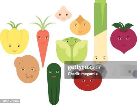 Vegetables having faces. Vegetables having faces.