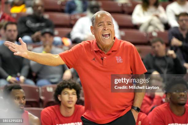 Head coach Kelvin Sampson of the Houston Cougars reacts to a call during day one of the Shriners Children's Charleston Classic college basketball...