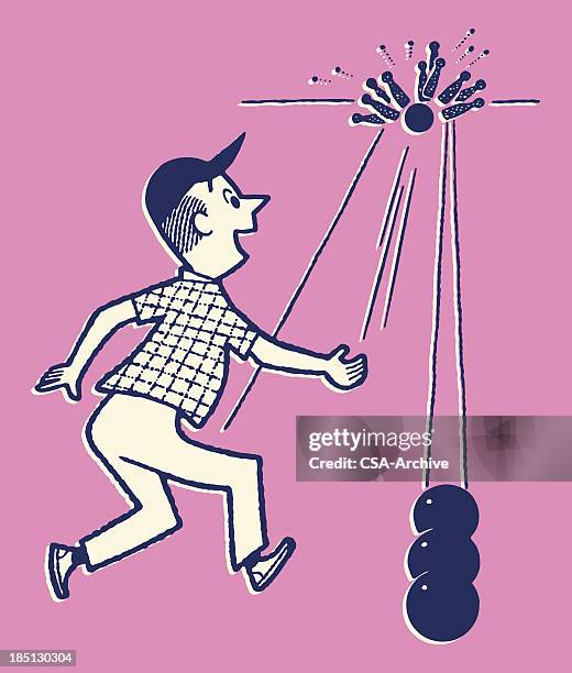 stockillustraties, clipart, cartoons en iconen met man bowling a strike - bowlen