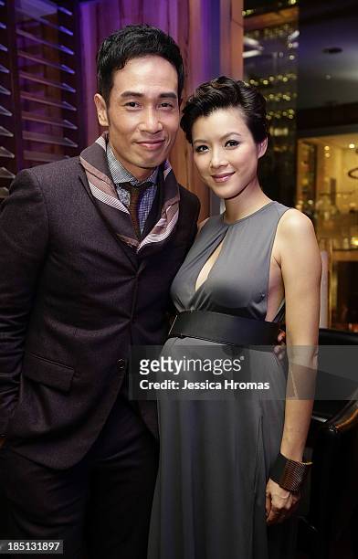 Moses and Amiee Chan at the Mandarin Oriental Hong Kong 50th Anniversary Gala on October 17, 2013 in Hong Kong, Hong Kong.