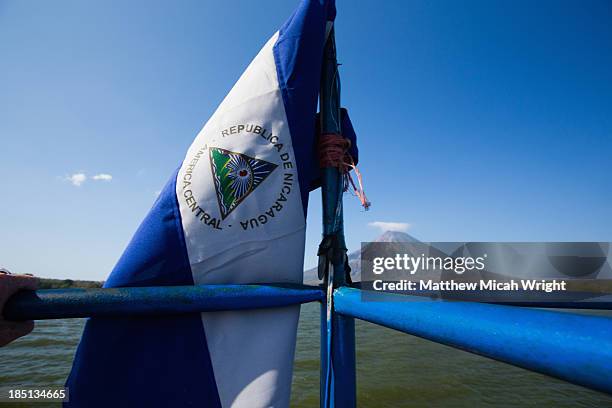 the boat to the volcanic island of omatepe - biobio stock pictures, royalty-free photos & images