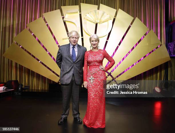 Boris Johson and Dame Helen Mirren at the Mandarin Oriental Hong Kong 50th Anniversary Gala on October 17, 2013 in Hong Kong.