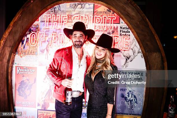 Ryan Bingham and Hassie Harrison attends the Bingham's Bourbon NFR After Party at Inspire at the Wynn on December 07, 2023 in Las Vegas, Nevada.