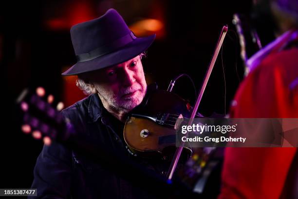 Band members perform with Ryan Bingham at the Bingham's Bourbon NFR After Party at Inspire at the Wynn on December 07, 2023 in Las Vegas, Nevada.