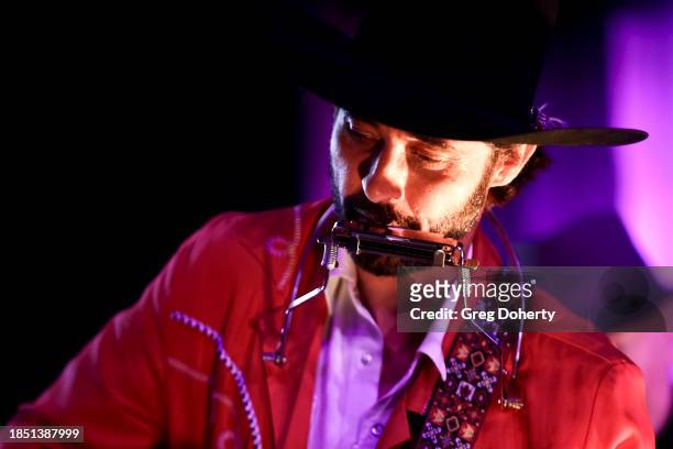 Ryan Bingham performs at the Bingham's Bourbon NFR After Party at Inspire at the Wynn on December 07, 2023 in Las Vegas, Nevada.