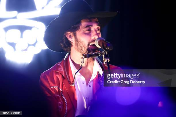 Ryan Bingham performs at the Bingham's Bourbon NFR After Party at Inspire at the Wynn on December 07, 2023 in Las Vegas, Nevada.