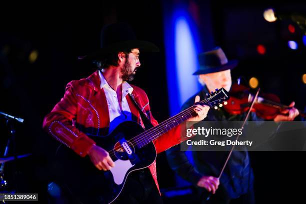 Ryan Bingham performs at the Bingham's Bourbon NFR After Party at Inspire at the Wynn on December 07, 2023 in Las Vegas, Nevada.