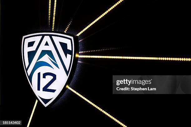 Logo is seen during the PAC-12 Men's Basketball Media Day on October 17, 2013 in San Francisco, California.