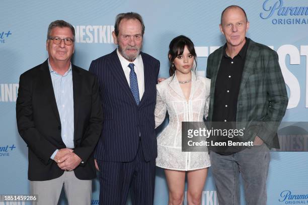 Gary Foster, Tommy Lee Jones, Jenna Ortega, and Brian Helgeland attend Los Angeles Premiere of Paramount+'s "Finestkind" at Pacific Design Center on...