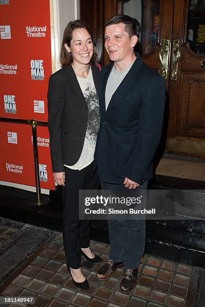 Lucy Liemann and Nigel Harman attends the press night for the new cast of "One Man, Two Guvnors" at Theatre Royal on October 17, 2013 in London,...