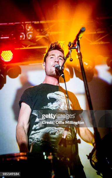 Dan Smith of Bastille performs at 02 Academy on October 17, 2013 in Leicester, England.