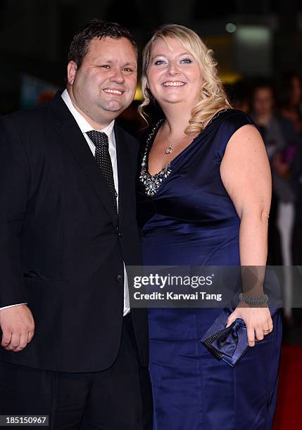 Paul Potts and Julie-Ann Potts attend the European premiere of "One Chance" at the Odeon Leicester Square on October 17, 2013 in London, England.