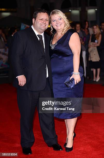 Paul Potts and Julie-Ann Potts attend the European premiere of "One Chance" at the Odeon Leicester Square on October 17, 2013 in London, England.