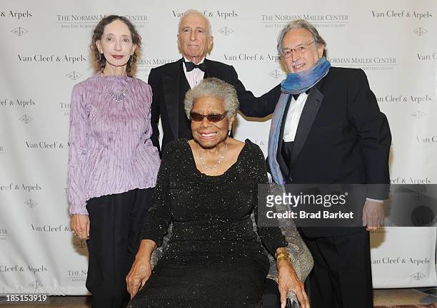 Joyce Carol Oates, Gay Talese, Lawrence Schiller and Dr. Maya Angelou attend the Norman Mailer Center's Fifth Annual Benefit Gala sponsored by Van...