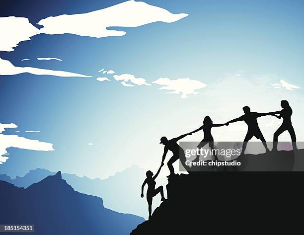 stockillustraties, clipart, cartoons en iconen met climber team - pak