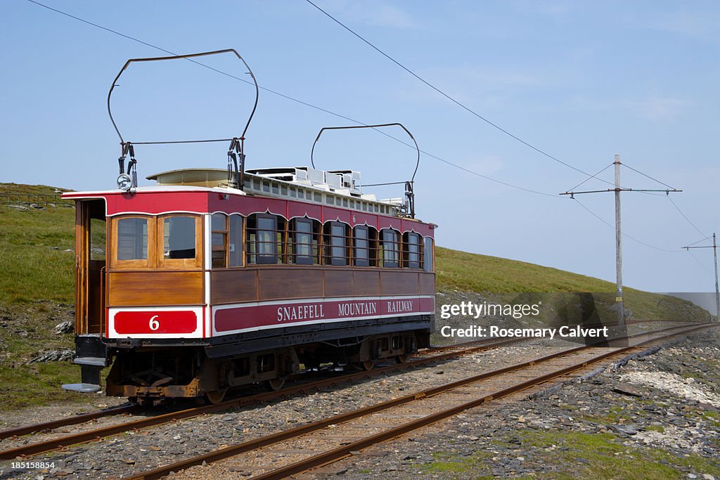 Snaefell Mountain Railway tram returns to Laxey