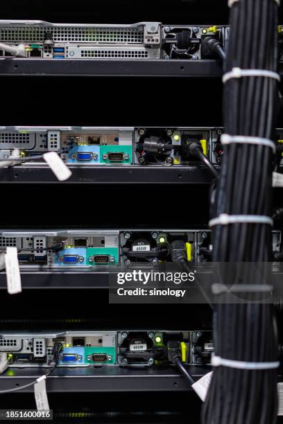 server data center room with computers - mainframe computer system stock pictures, royalty-free photos & images