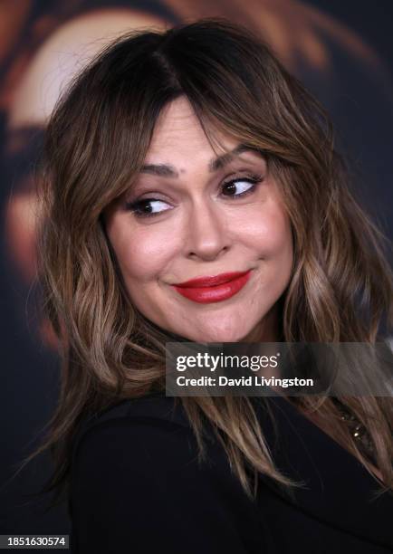 Alyssa Milano attends Netflix's "Maestro" Los Angeles photo call at the Academy Museum of Motion Pictures on December 12, 2023 in Los Angeles,...