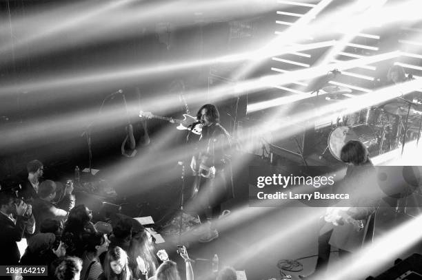 Samuel Koisser, Harry Koisser, Dominic Boyce, and Douglas Castle of the band Peace perform at the Burberry Brit Rhythm Men's Launch in New York at...