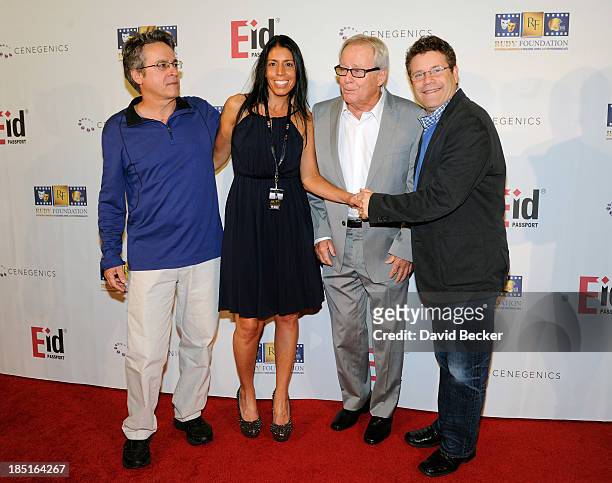 Writer Angelo Pizzo, Rudy Foundation founder Cheryl Ruettiger, music editor Kenneth Hall and actor Sean Astin arrive at the 20th anniversary...