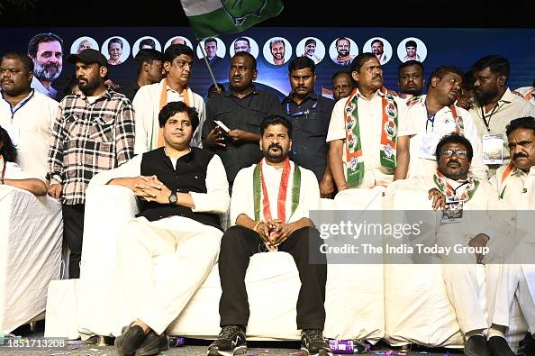 Telangana Congress Ravanth Reddy Telangana Congress president Revanth Reddy at an election rally in ...