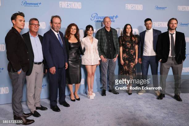 Tommy Lee Jones, Lolita Davidovich, and Jenna Ortega, Brian Helgeland, Fernanda Andrade, Scotty Tovar, and Aaron Stanford attend the Los Angeles...