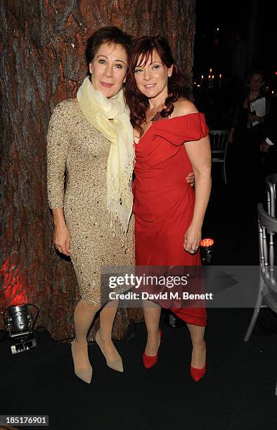 Zoe Wanamaker and Finty Williams arrive at the Shakespeare's Globe Gala Dinner hosted by Zoe Wanamaker on October 17, 2013 in London, England.