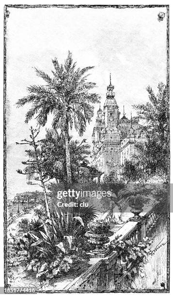 monte carlo casino - monaco stock illustrations