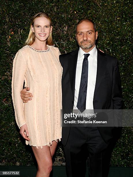 Model Anne Vyalitsyna and guest attend the Wallis Annenberg Center for the Performing Arts Inaugural Gala presented by Salvatore Ferragamo at the...