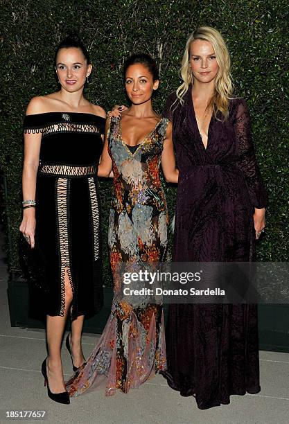 Norah Weinstein, Nicole Richie and Kelly Meyer Patricof, wearing Ferragamo, arrive at the Wallis Annenberg Center for the Performing Arts Inaugural...