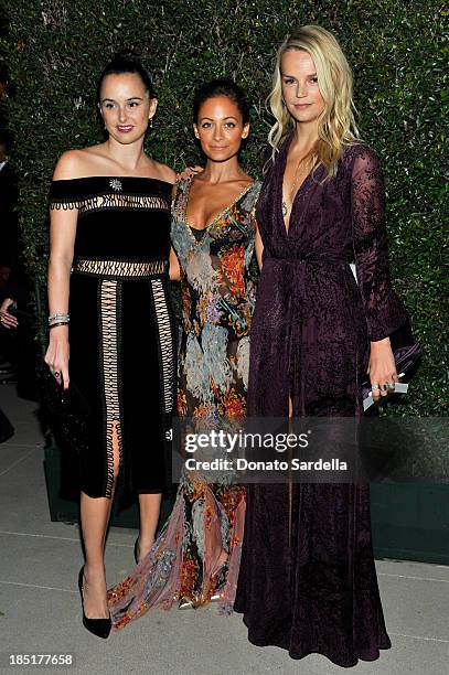 Norah Weinstein, Nicole Richie and Kelly Meyer Patricof, wearing Ferragamo, arrive at the Wallis Annenberg Center for the Performing Arts Inaugural...