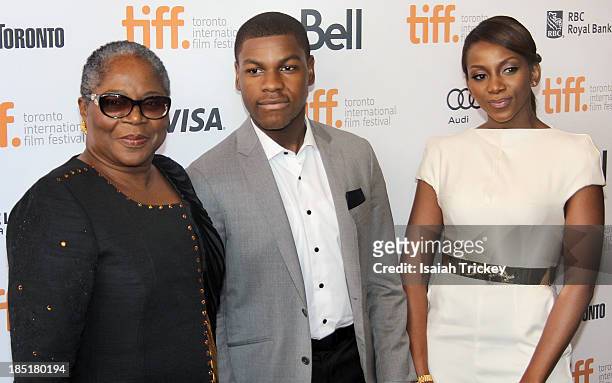 Actors Onyeka Onwenu, John Boyega and Genevieve Nnaji arrive at the 'Half Of A Yellow Sun' Premiere during the 2013 Toronto International Film...