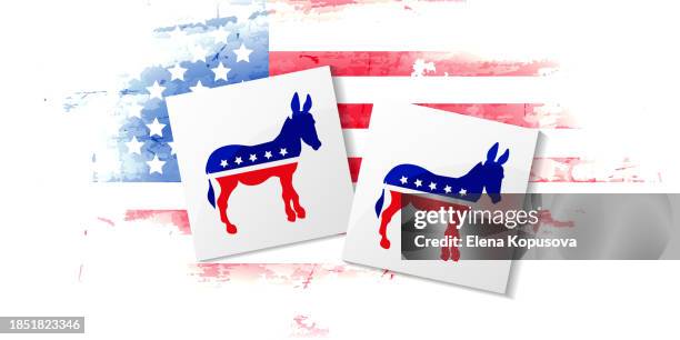 illustrations, cliparts, dessins animés et icônes de concept de vote électoral dans un style plat. vote aux états-unis, parti républicain. icône de sélection de parti sur fond de drapeau américain. affiche pour le vote aux élections. - for sale petite phrase