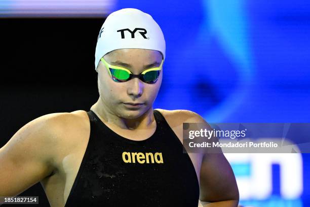 Lucile Tessariol of France prepares to compete in the 400m Freestyle Women Heats during the European Short Course Swimming Championships at Complex...