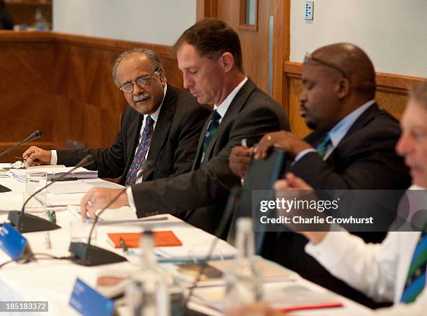 Najam Sethi of Pakistan during the ICC Board Meeting at The Royal Garden Hotel on October 18, 2013 in London, England.