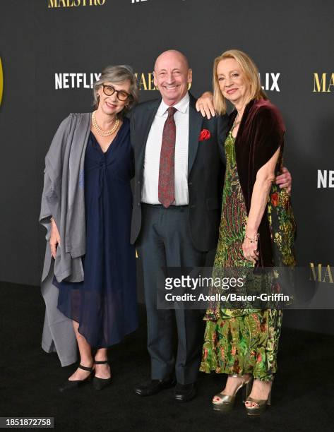 Nina Bernstein, Alexander Bernstein, and Jamie Bernstein attend Netflix's "Maestro" Los Angeles Photo Call at Academy Museum of Motion Pictures on...