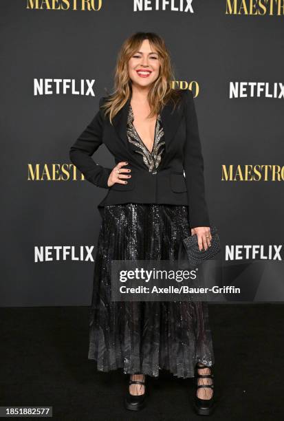 Alyssa Milano attends Netflix's "Maestro" Los Angeles Photo Call at Academy Museum of Motion Pictures on December 12, 2023 in Los Angeles, California.