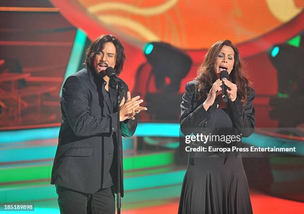 Toni Salazar and Daniel Diges attend the charity gala 'Tu Cara Me Suena' Tv programme on October 17, 2013 in Madrid, Spain.